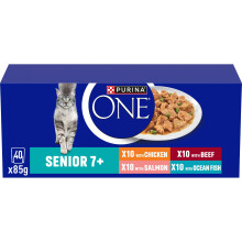 PURINA ONE Senior 7+ Mini Fillets Mixed Selection Wet Cat Food 40x85g