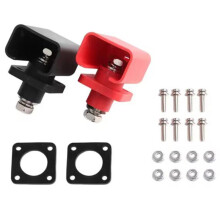 Conjunto de Terminais de Bateria Passante Vermelho e Preto 150A, Conectores de Painel de Alta Corrente para Sistemas de RV, Marinha e Solar