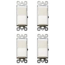 4pcs US Standard 15A Single-Pole Rocker Light , 125/277V White Wall (/Off) with Wall Plate