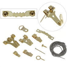 195PCS Picture Hanging Hardware Kit, Multi-Weight Hooks, D-Rings, Wire & Nails for Frames, Mirrors & Wall Art (Gold)