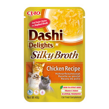 INABA Dashi Delights Silky Broth, Wet Food for Cats with Chicken, Fish Broth, Rich in Protein, Natural Ingredients, Complementary Meal, 1 Pack of 40g