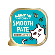 Lily’s Kitchen Smooth Paté Chicken with Tuna, Cat Wet Food (19x85g) Tray, for Adult Cats, Complete Nutrition, Grain-Free Recipe