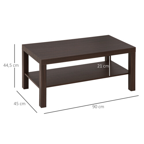 Homcom Mesa de Centro Marrón 90 x 45 x 40,5cm 2