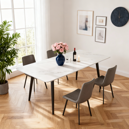 (160CM, White) 160cm Modern Sintered Stone Dining 2