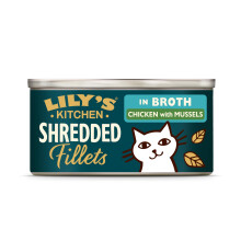 Lily’s Kitchen Shredded in Broth Chicken with Mussels, 24xTins (70g), Complete Cat Wet Food, Grain-free Recipe, With Natural Ingredients