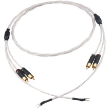 Audiocrast HiFi Profesional para Cable RCA: Exactitud con Revestimiento de Plata 2RCA-2RCA con Cable A Tierra para Tocadiscos de Vinilo