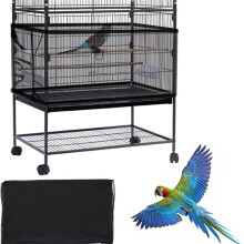 Grote Vogelkooi Deksel, Vogelkooi Zaden Vanger, Verstelbaar Nylon Gaasnet, Vogelkooi Dekrok Zadenbeschermer voor Papegaai