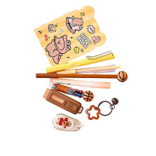 Stylish 9 In 1 School Accessories Bundle Perfect For-Brown