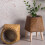 Wicker Pattern Plant Holder Container With-515B coffee color 9