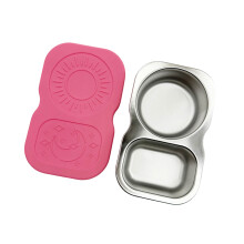 Nonrust Steel Double Compartment Sauce Cup With Lid For-Pink