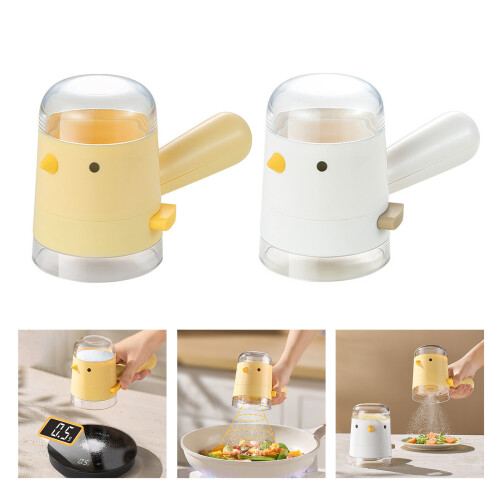 Kitchen Salt Shaker With Button Control And Wide Mouths-White 2