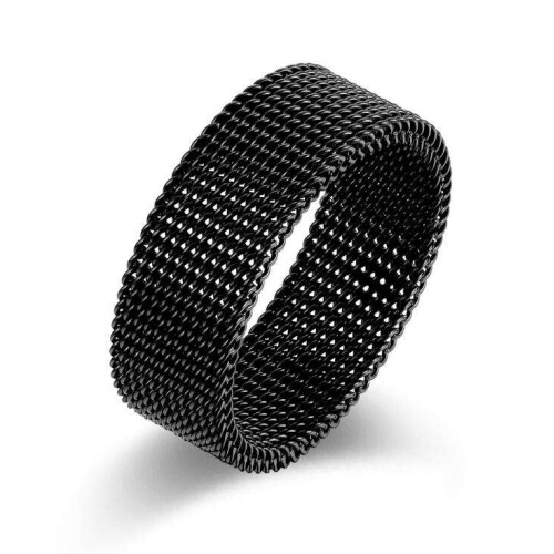 Flexibler Mesh-Ring aus Edelstahl Black