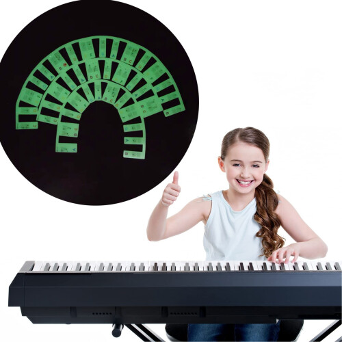 Aftageligt lysende klaver keyboard Note Label 88 Key White