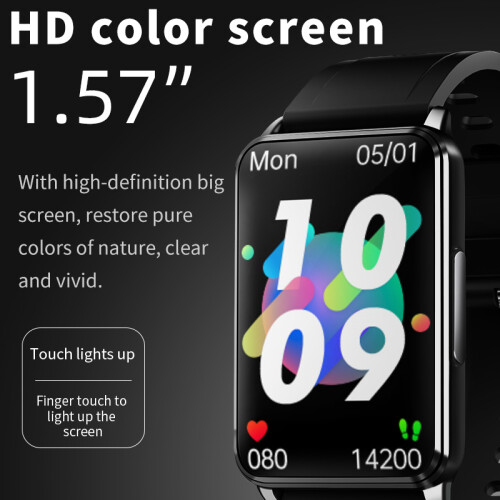 Smartwatch mit EKG, Puls, Blutsauerstoff, Schlafmonitor Black 2
