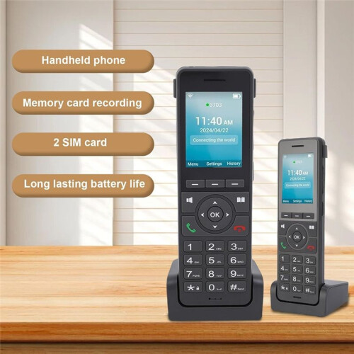Telefone Sem Fio de Rede com Tela Colorida de 2,4 Polegadas, Telefone de Mesa VoIP Dual SIM com WiFi BT para Comunicação em Casa e Escritório 2