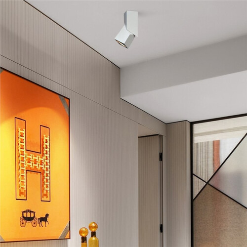 LED Indoor Ceiling Spotlight 360Adjustable Wall Light Ceiling Downlight -Surface Mounted COB Lighting Swivel Lamp White 1