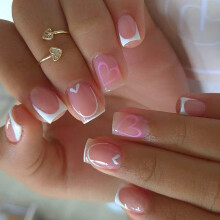 24 stuks witte glitters vierkante druk op nagel korte stijl ABS