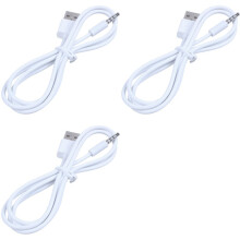 3pz 3,5 mm Spina Audio AUX Alla Spina USB 2.0 Adattatore Ricarica Cavo 1M - Bianca