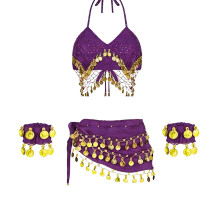 Modern Belly Dancing Outfit Adjustable for Ladies 18-Purple os