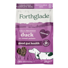 Forthglade Dry Dog Food, Cold Pressed (2kg), Hypoallergenic and Grain Free Dog Food, Duck & Vegetables, Natural Senior, Adult and Puppy Meal