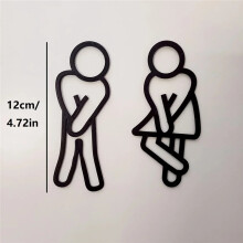 Funny Bathroom Signs for Men Women Creative 2D Flat Restroom Door Decor Restaurant Hotel Cafe Toilet Signage Wall Sticker