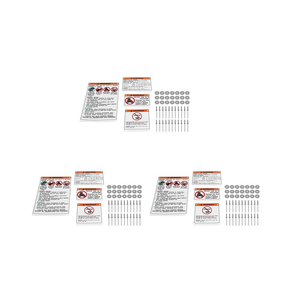 3X For Warning Decals Stickers Labels Aluminum Backed Raptor Blaster Banshee 4713047450368