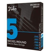 ZIKO DN-045 Cordas de Baixo de 5 Cordas para Guitarra Elétrica, Cordas de Aço Carbono Hexagonais de Liga, Cordas de Prática Profissional para