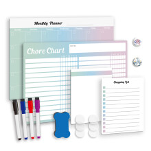 Set mit magnetischem Whiteboard, Schreibtafel, Stiften und Magneten MultiColor