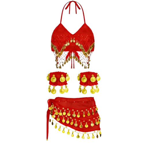 Tenue de scène distinctive, écharpe à la taille à-OS rouge