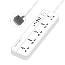LDNIO Grenuttag 6 USB Snabbladdare och Typ C 2M Förtjockad Nätsladd Hög Kapacitet Överspänningsskyddad Multi Tap Uttag US-Kontakt B