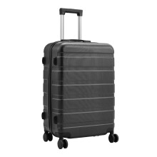 28 Inch ABS Hard Shell Horizontal Striped Design Luggage Suitcase, Black
