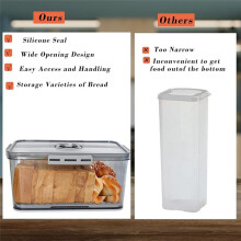 Bread Box with Lid for Kitchen Counter, 10L Airtight Loaf Bread Storage Container Recording Bread Keeper