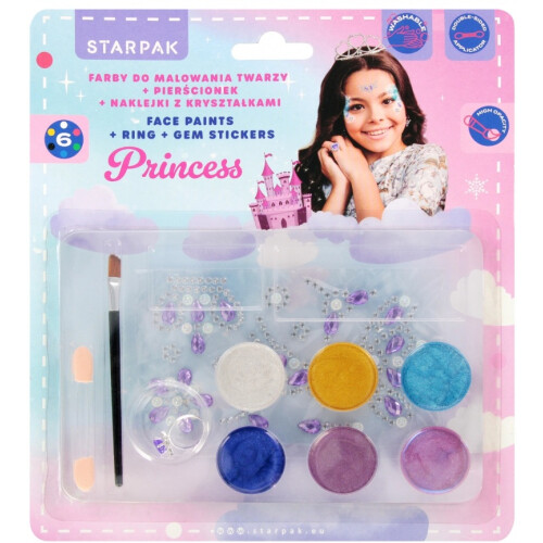 Prinsesse ansigtsmaling, 6 farver