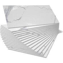 Dalles de sol autocollantes, blanches, 60 x 30 cm, lot de 24, revêtement de sol en vinyle imperméable pour la décoration intérieure