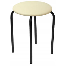 Tabouret en similicuir beige avec pieds en métal noir pour salle à manger Furnitex