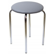 Tabouret en similicuir gris, pieds en métal, Furnitex
