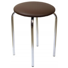 Tabouret de cuisine en similicuir marron avec pieds en métal Finnitex
