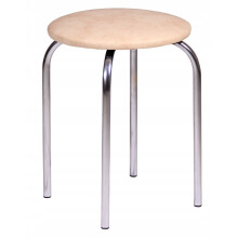 Tabouret de cuisine beige, pieds en métal chromé, hauteur 45 cm, Furnitex