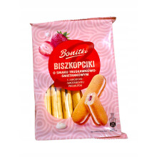 Bonitki-kiks 170 g med jordbær- og flødesmag