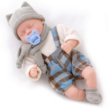 BiBi Doll 18" Lifelike Sleeping Baby Doll Boy with Tartan Outfit & Sounds