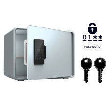 Coffre-fort blindé pour la maison serrure électronique et clé 25x35x26 cm bleu — coffre securite, caisse forte
