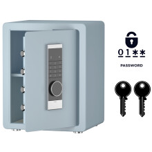 Panzer-Tresor für Zuhause Elektronisches Schloss und Schlüssel 45x38x32 cm Blau — geldkassette, dokumententresor, schmucktresor, wandtresor