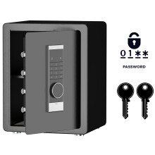 Coffre-fort blindé pour la maison avec serrure électronique et clé 45x38x32 cm Noir — coffre de sécurité