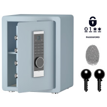 Gepanzerter Biometrischer Heimtresor mit Fingerabdruckscanner 45x38x32 cm Blau — geldkassette, dokumententresor, laptopsafe, bargeldsicherung