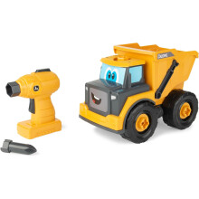 Build-A-Buddy John Deere Dump Truck Toy - Buildable Dump Truck Take Apart Toys with Toy Drill - AA Batteries Included - Yellow, Ages 18 Months and up