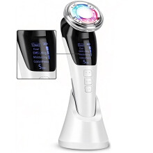 Gesichtsmassagegerät, Anti-Falten-Schönheitsgerät mit EMS, Ionen-Photonen- und Wärme-/Kältetherapie, Hautstraffung, Anti-Aging und Faltenred