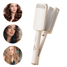 32-mm-Haarwellenstab, 3-fach-Lockenstab für Beach Waves, einstellbare Temperatur von 160 C bis 220 C, Hitzeschutz für langanhaltende Erg