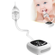 Elektrischer Nasensauger für Babys, 9 Saugstufen für sanfte Nasenreinigung, beruhigendes Nachtlicht und Schlaflied, 5 Silikonaufsätze