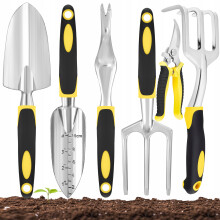 Gartengeräte-Set: Schaufel, Unkrautstecher, Gartenschere, Krallen, Gabel, Spitzhacke