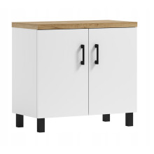 Meuble-lavabo ROCO 80 blanc/or en bois de chĂŞne